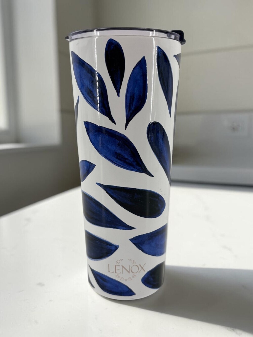 Lenox Blue Bay Leaf Pattern Stainless Steel 24oz Tumbler 895727